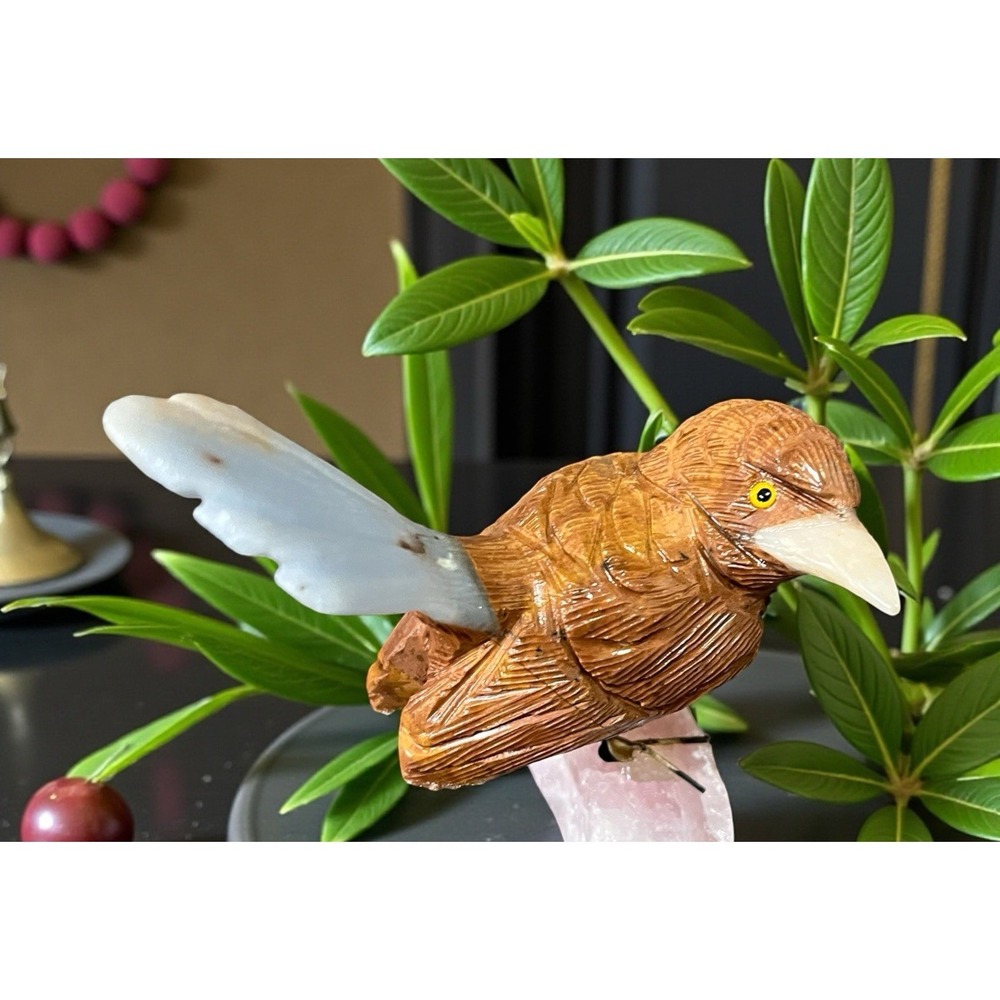 Peruvian Peru Chickadee Stone‎ Rock Figurine Hand Carved Mineral Art Multicolor